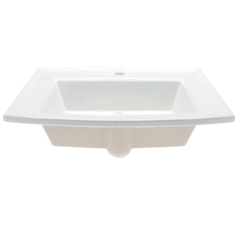 Archer® Vitreous China Rectangular Drop-In Bathroom Sink with Overflow