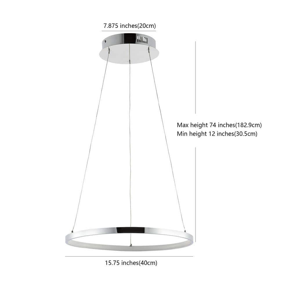 Bradley 15.75 in. 1-Light Integrated LED Chrome Modern Contemporary Metal Round Pendant