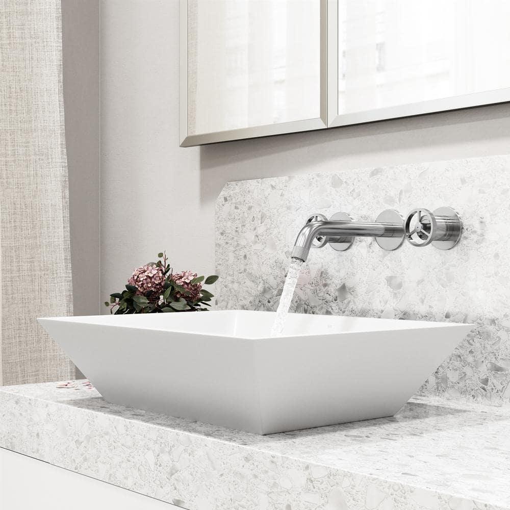Cass 3" H Two Handle WaterSense Wall Mount Bathroom Faucet