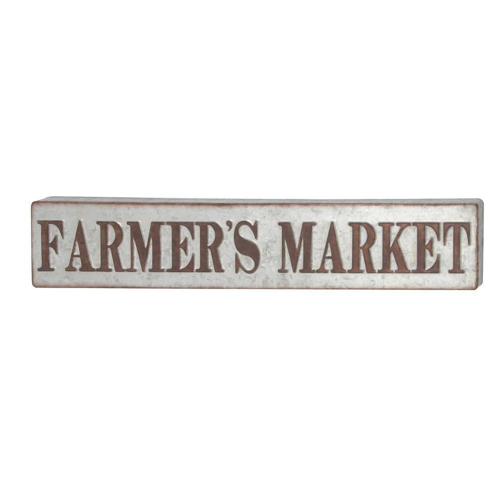 DecMode Indoor Grey Metal Farmhouse Sign Wall Decor