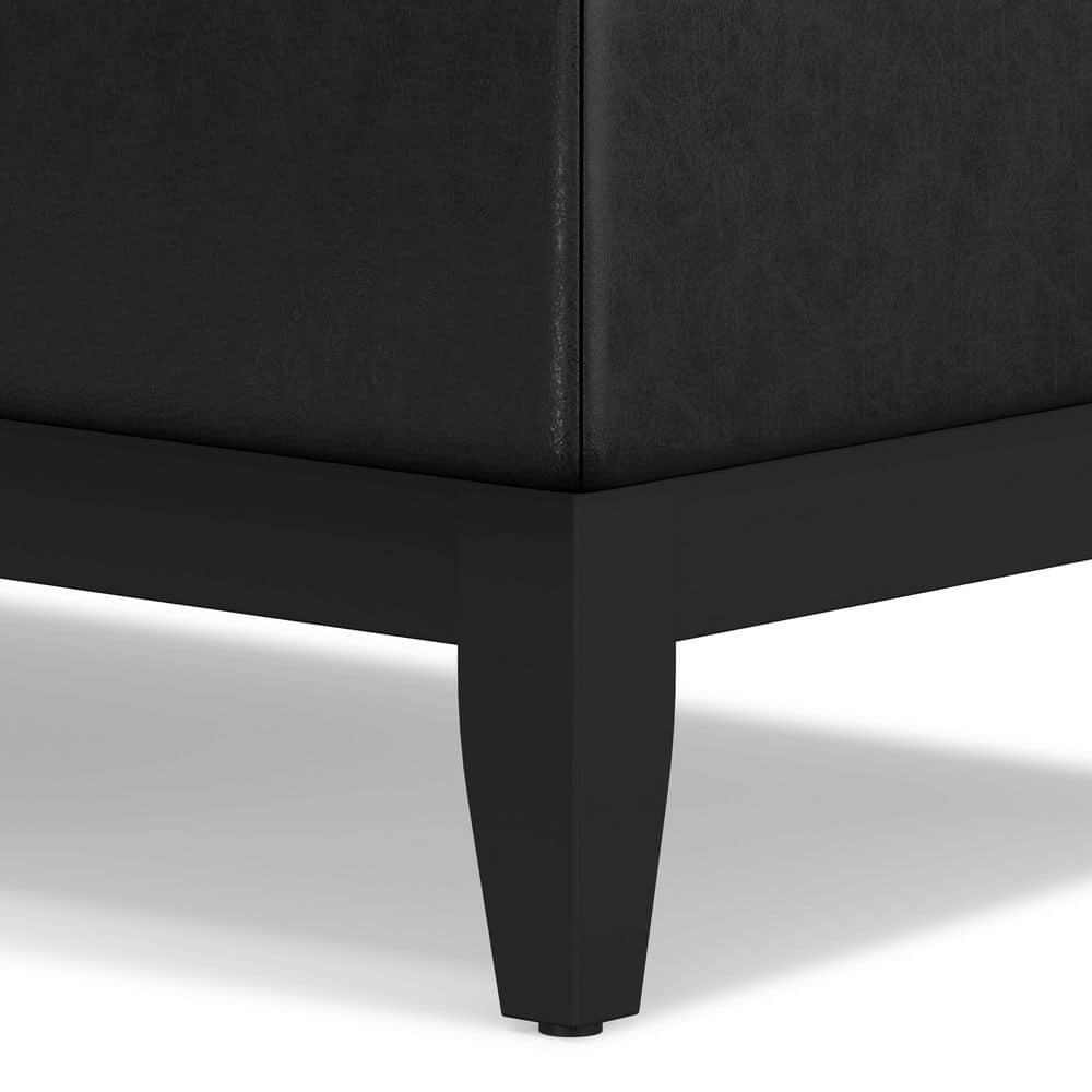 Simpli Home Oregon 42"W Upholstered Storage Ottoman Bench with Lift-Top Lid and Tray