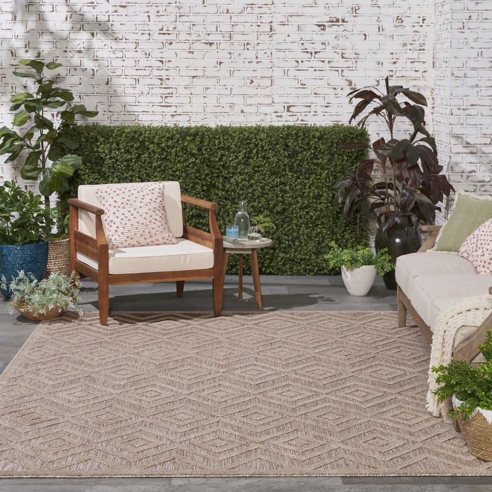 Nourison Versatile 9' x 12' Natural Beige Modern Indoor/Outdoor Rug