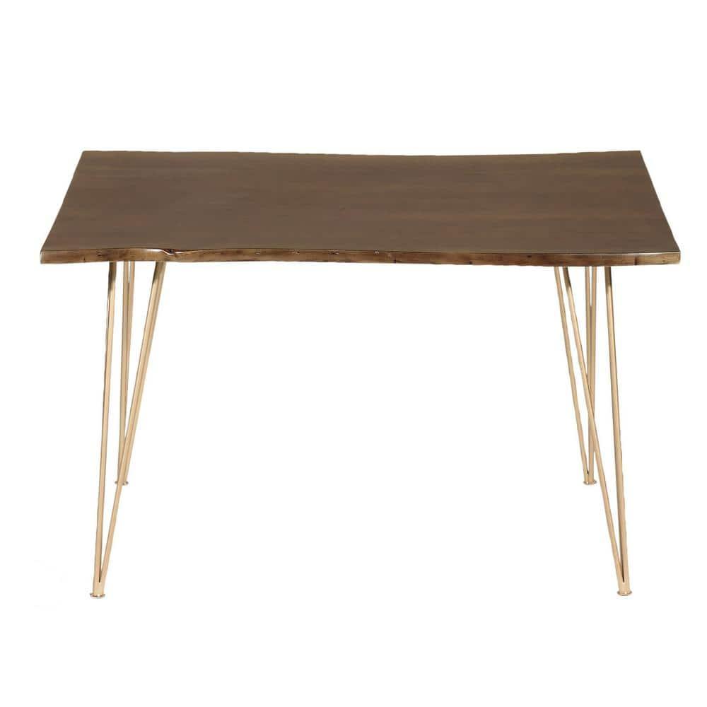 Carolina Classics Seti Live Edge Dining Table in Elm and Gold
