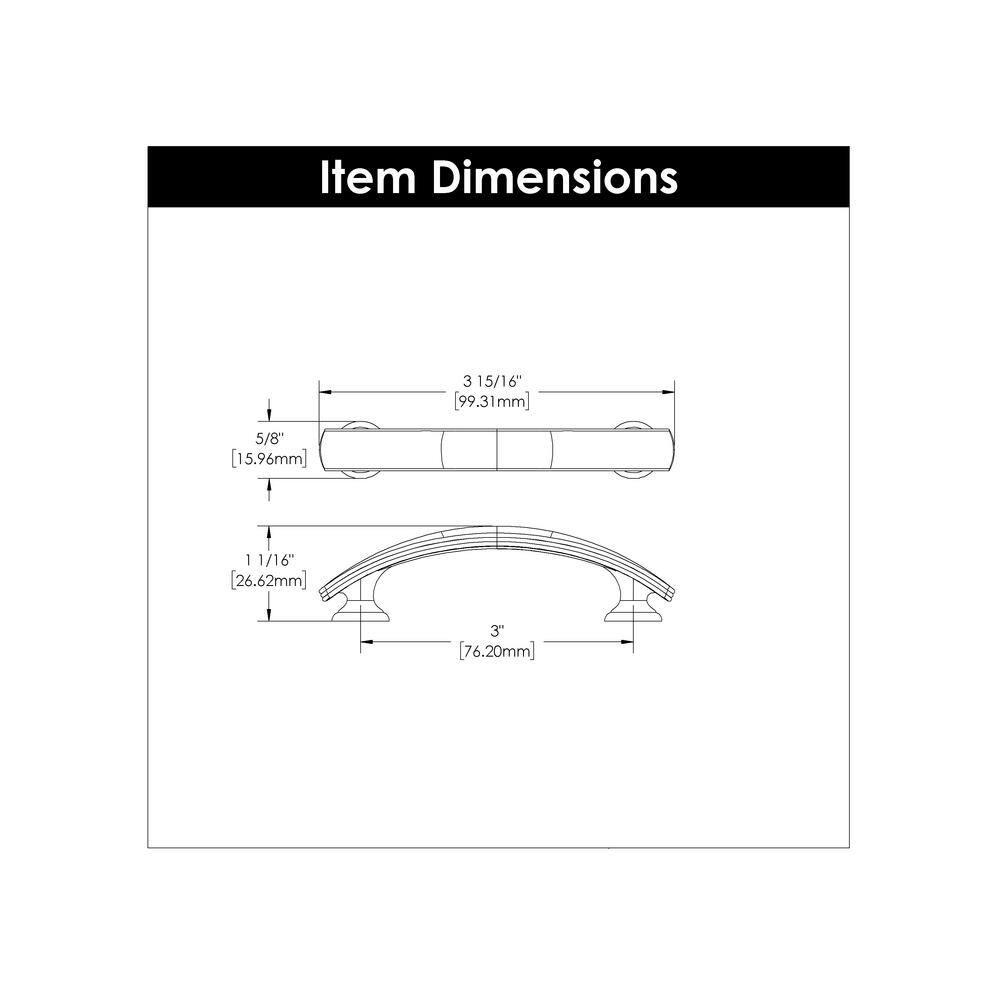 American Diner Kitchen Cabinet Handles, Solid Core Drawer Pulls for Cabinet Doors, 3"