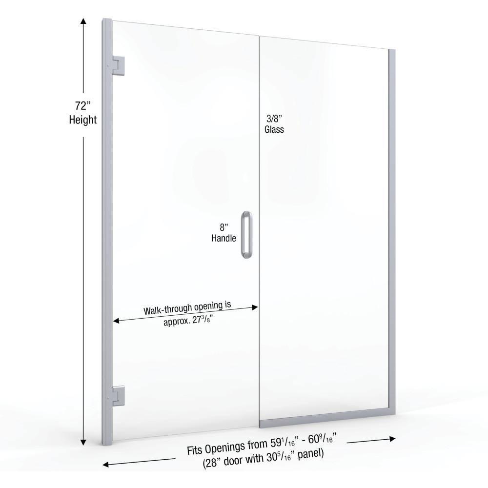 Coppia 60" W x 72" H Frameless Shower Door
