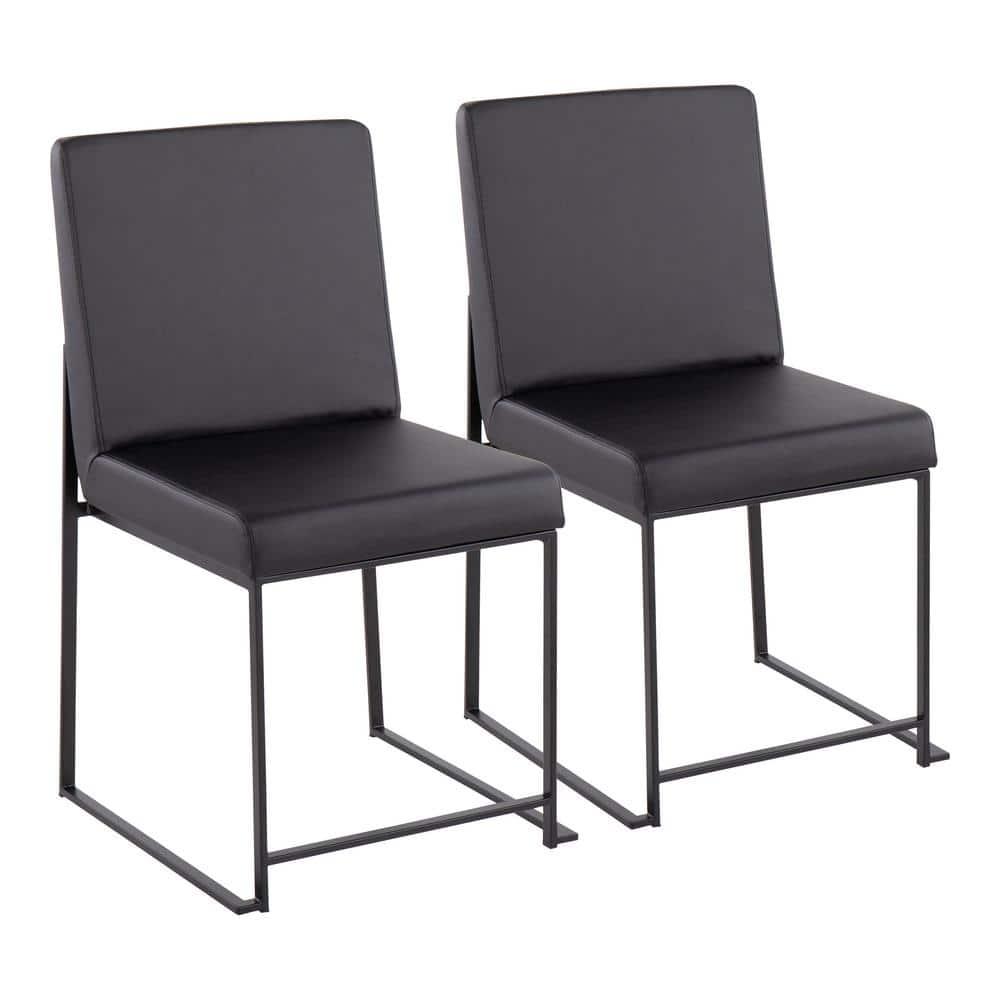 Set of 2 High Back Fuji Dining Chairs: Upholstered, Armless, Steel Frame - LumiSource
