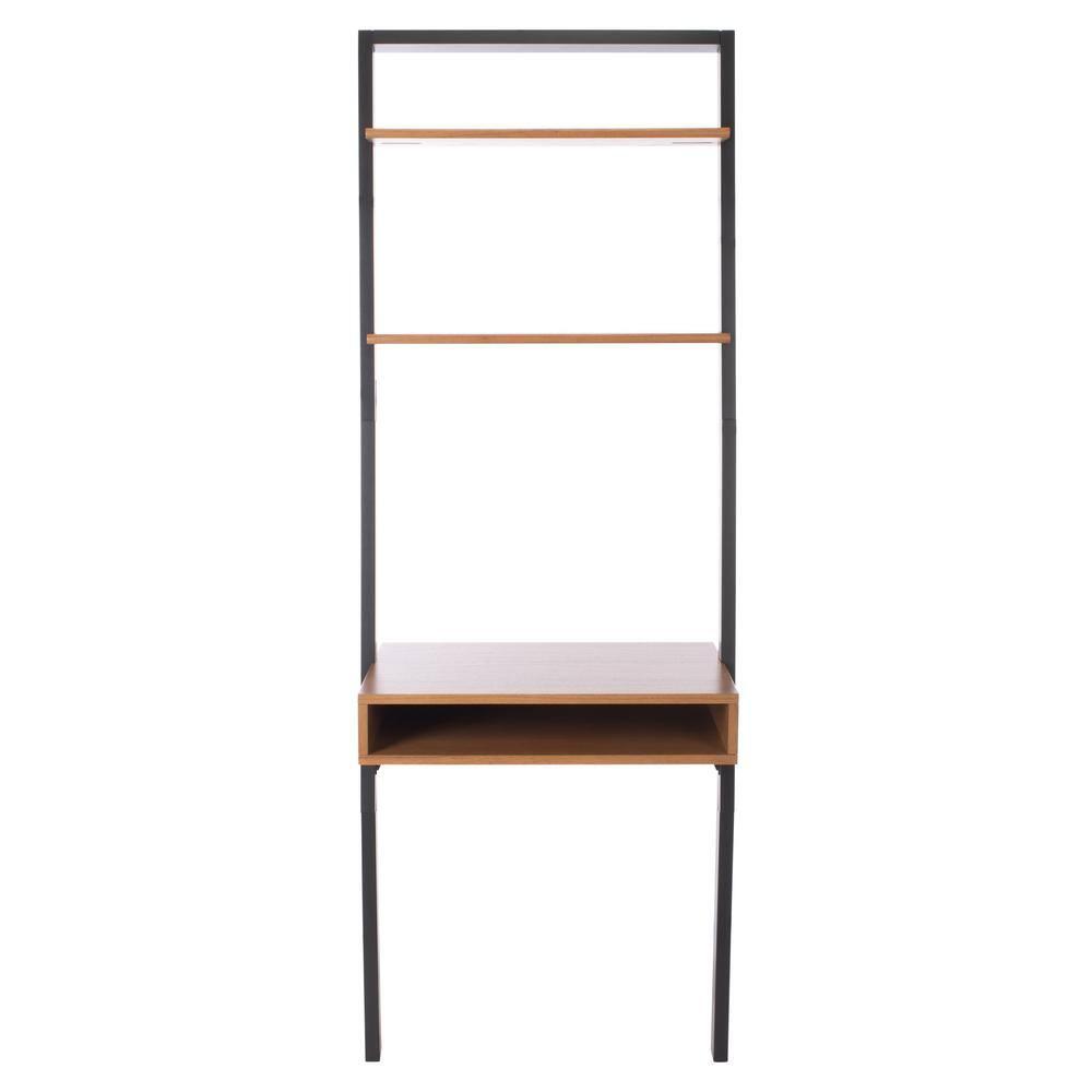 Kamy 2 Shelf Leaning Desk - Natural / Charcoal - Safavieh