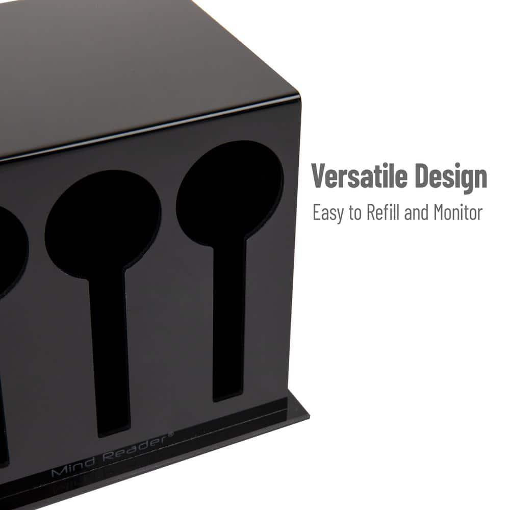 Mind Reader Mind Reader Utensil Dispenser, Silverware Organizer, Plastic Fork and Spoon DIspenser, Kitchen, 7"L x 5.75"W x 6"H, Black