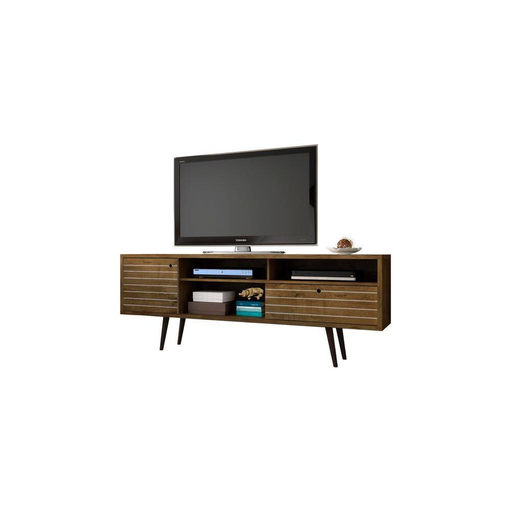 Manhattan Comfort Liberty 70.86 Inch Mid Century Modern Wood TV Stand with Legs
