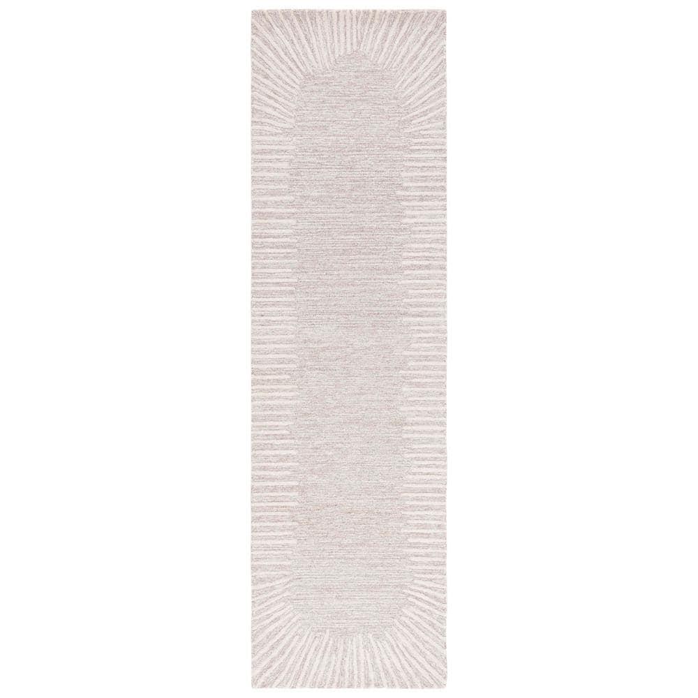 Safavieh  Handmade Abstract Deema Modern Wool Rug 2'3" x 10' Runner - Natural/Ivory