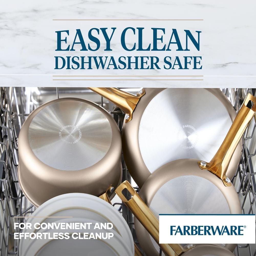 Farberware Farberware Radiant Nonstick Cookware Pots And Pans Set With Prestige Cooking Tools, 12 Piece, Champagne