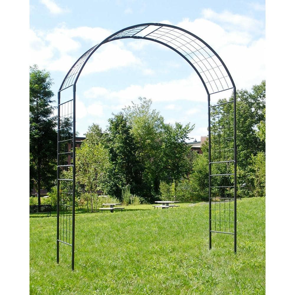 Achla Designs Elegant Handcrafted Monet II Wrought Iron Garden Arbor, 114.5 Inch Tall, Graphite Powder Coated Finish