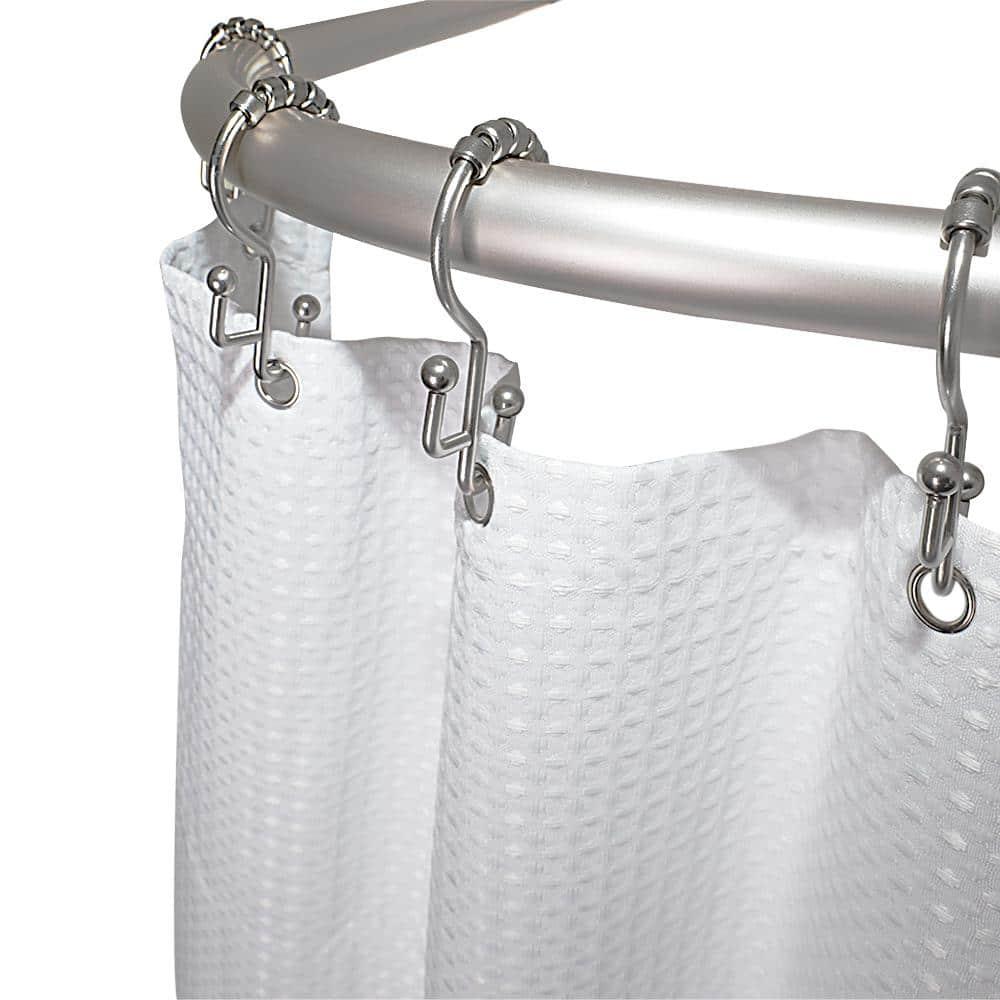 Utopia Alley Durable Rustproof Aluminium Crafted Shower Rod With Ceiling Support for Freestanding Tubs and Bathtubs, D Shape Curved Shower Rod, 60" Large Size by 25", Brushed Nickel