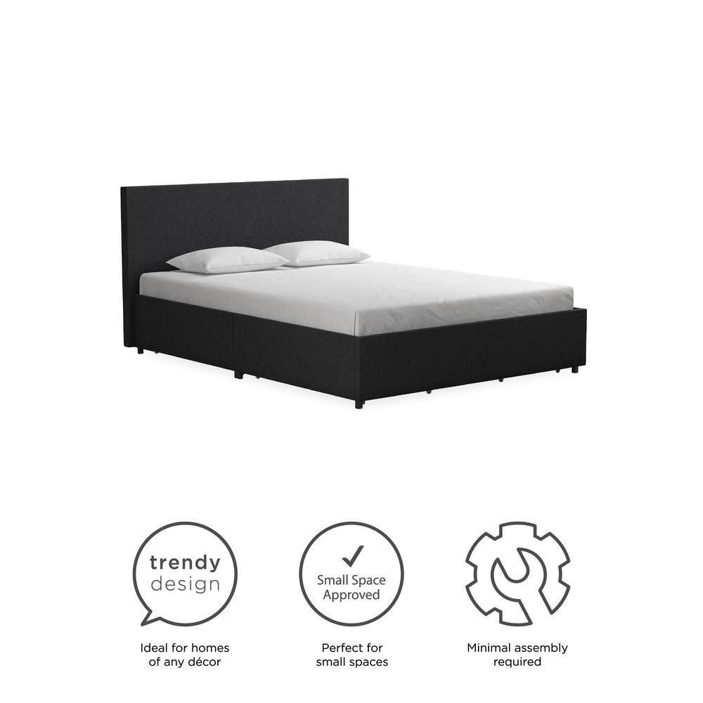 Novogratz Kelly Upholstered Unfinished Platform Storage Bed