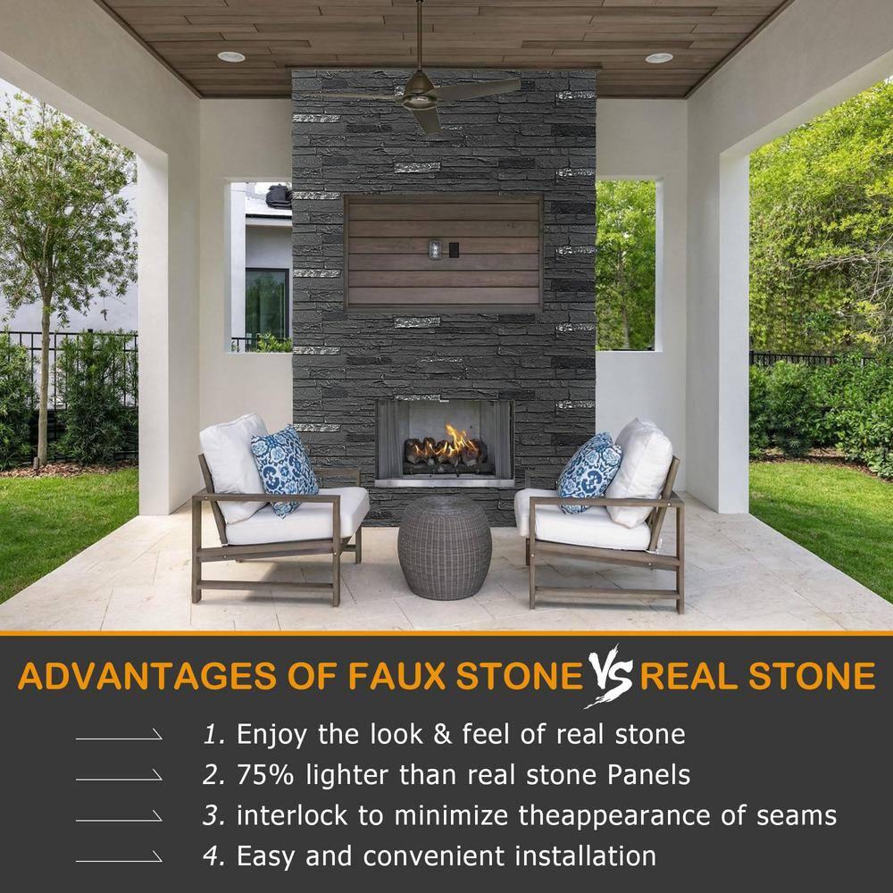 HOMEIBRO Faux Stone Wall Covering Panels for Interior and Exterior Decor Panels in Roman Stone (1 pack)