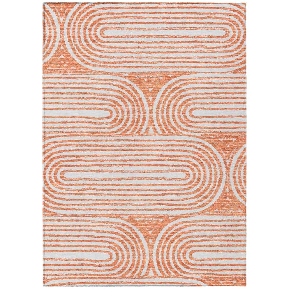 Addison Rugs Chantille Indoor/Outdoor Contemporary Art Deco Salmon Washable Rectangle Rug, 5' x 7'6"