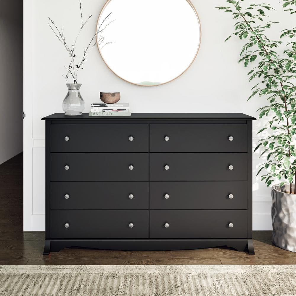 Sonoma 8 Drawer Dresser Black - Prepac: Laminated Transitional Style, Metal Hardware, Includes Anti-Tip