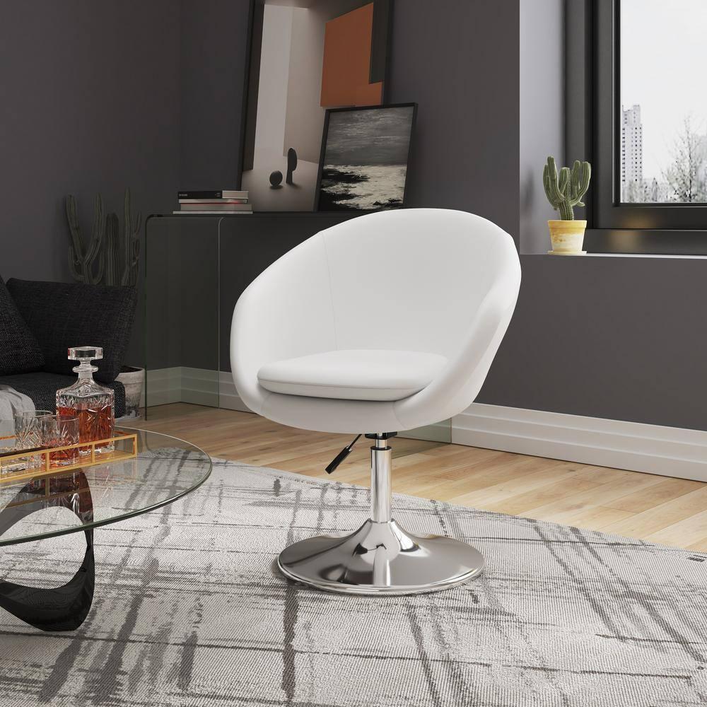 Faux Leather Swivel Barrel Chair