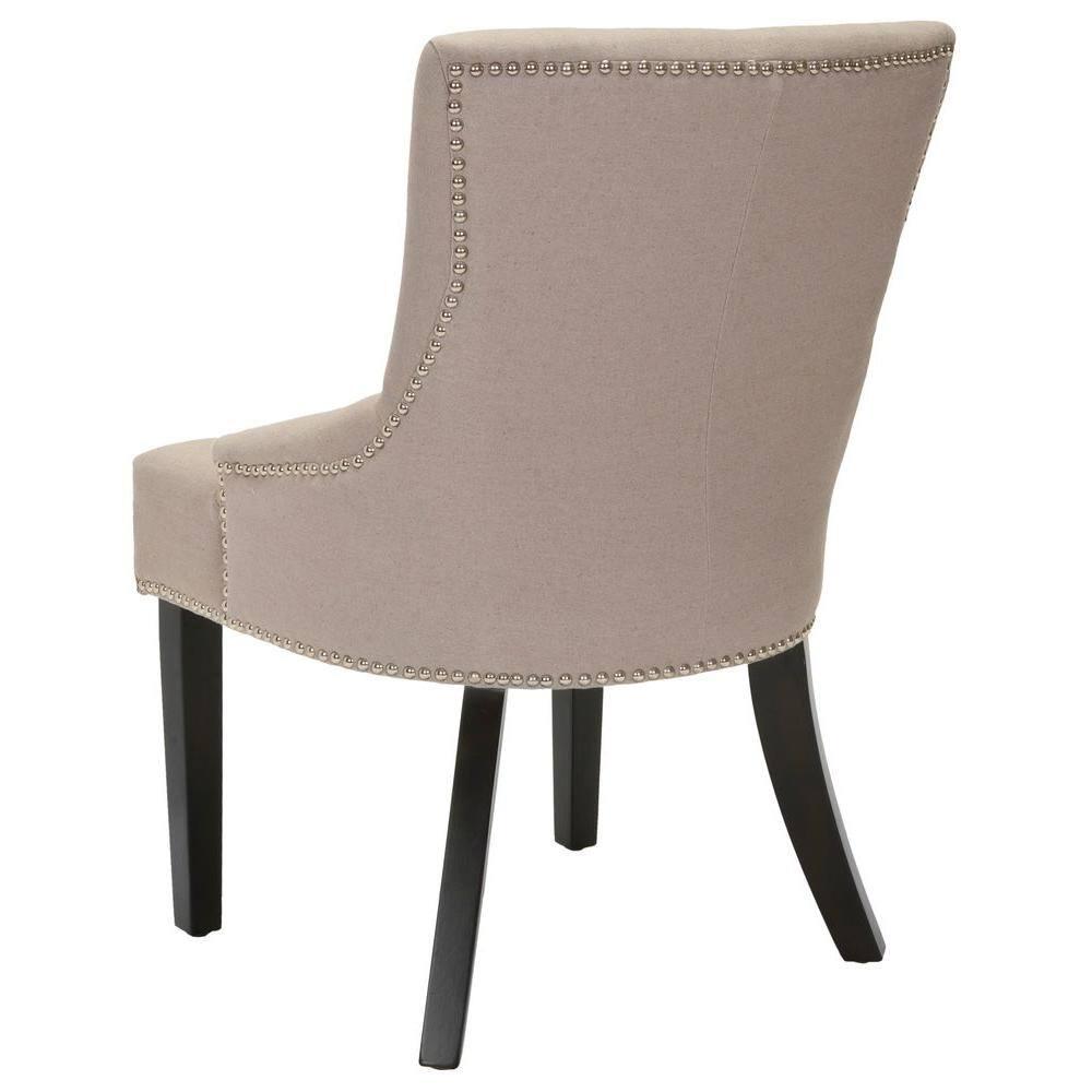 SAFAVIEH Lotus 19''H KD Side Chair Set of 2 Silver Nail Head Taupe / Espresso