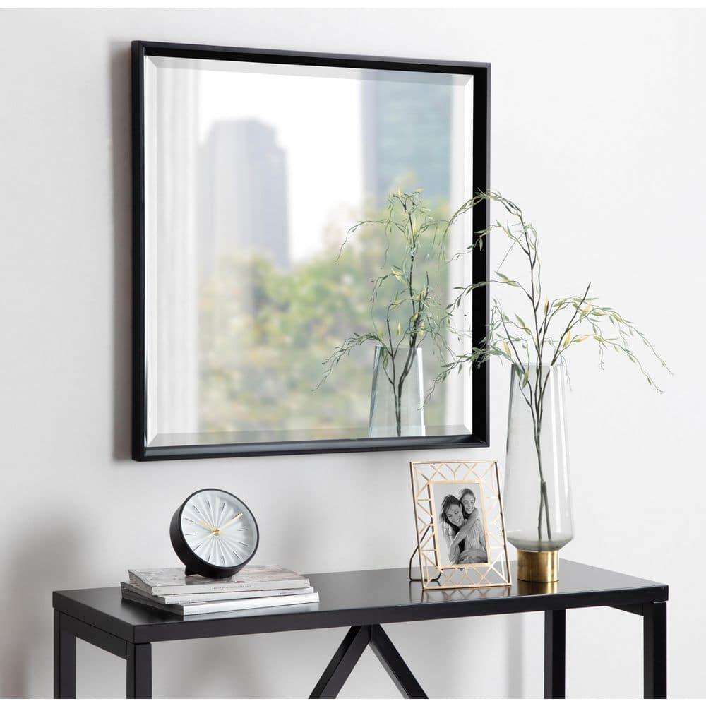 29.5" x 29.5" Calder Square Wall Mirror Black - Kate & Laurel All Things Decor: Modern Style, No Assembly, Wall Mounted