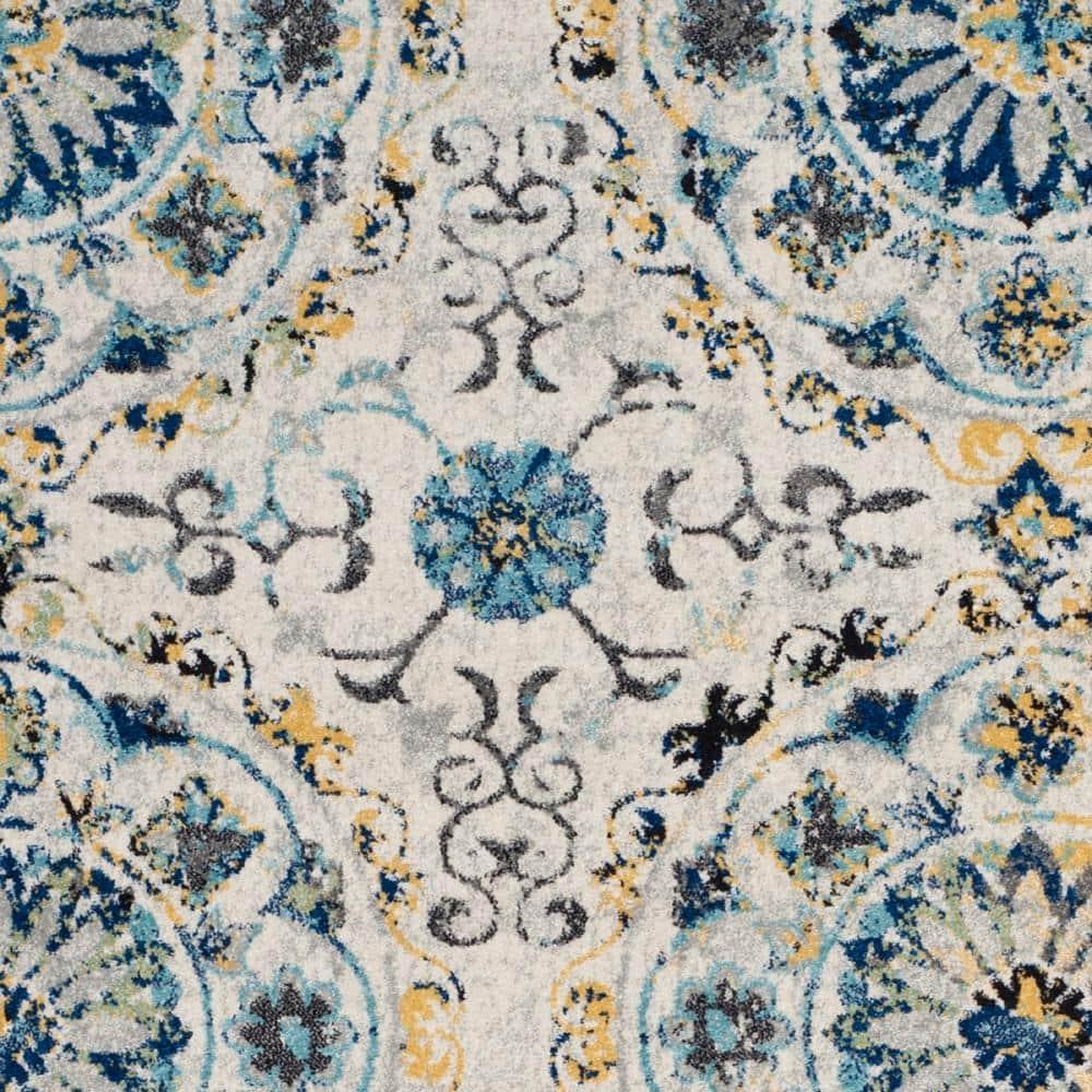 Evoke EVK252 Power Loomed Area Rug - Ivory/Blue - 6'7"x9' - Safavieh.