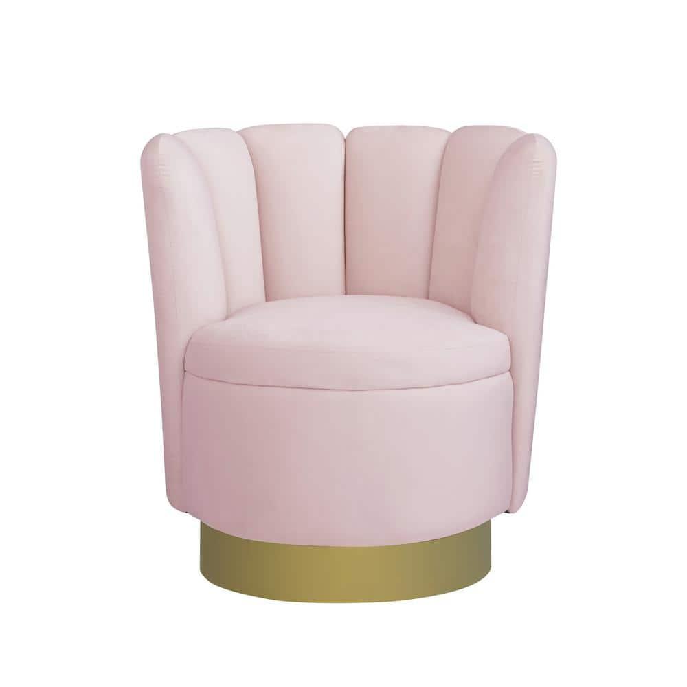 Ellis Velvet Upholstered Swivel Accent Chair in Pink Velvet