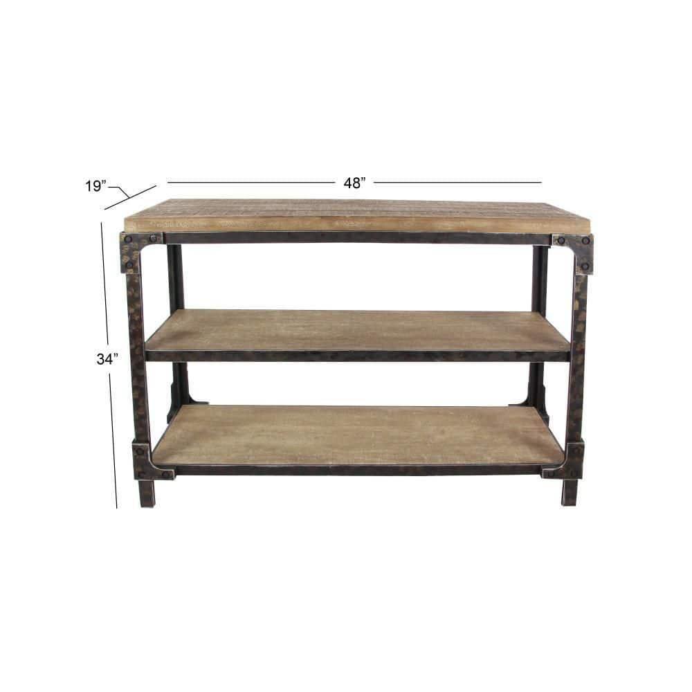 Wood 2 Shelves Brown Console Table