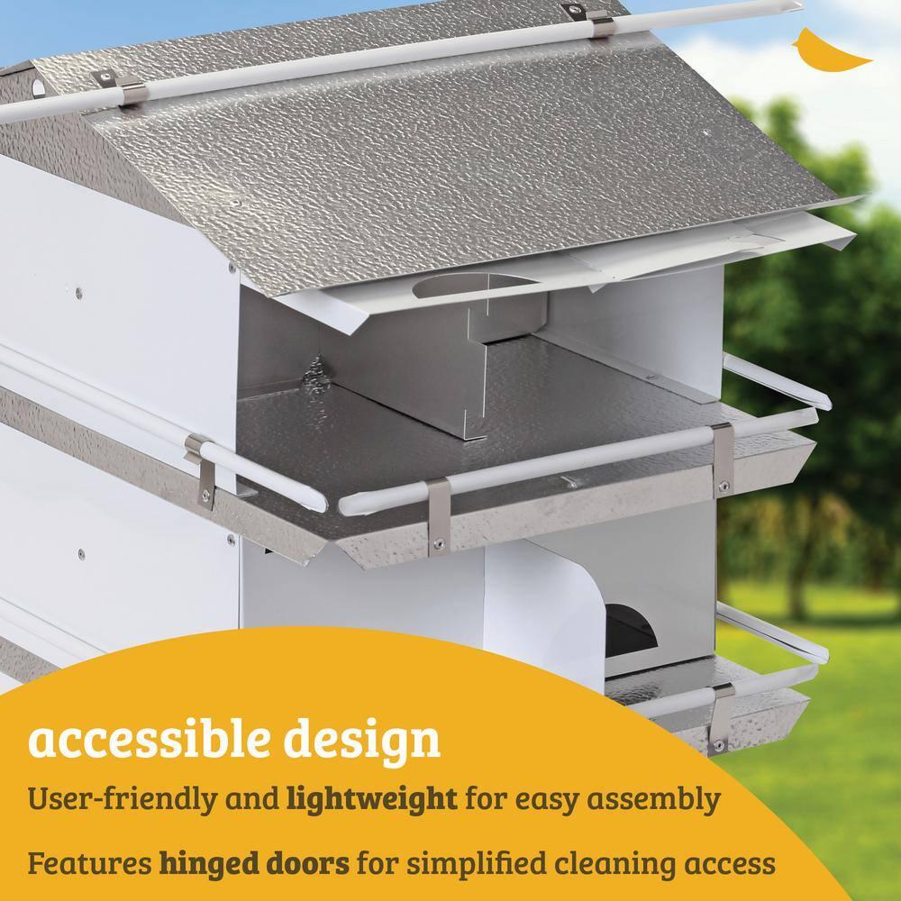 Birds Choice Pequeña Casa para Pájaros Martin Morada de 2 Niveles y 8 Habitaciones con Entradas Resistentes a los Estornudos, Blanco/gris
