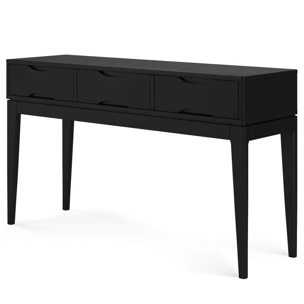 Simpli Home Harper 54"W Solid Hardwood Mid-Century Modern Storage Console Table with Drawers and Tapered Legs