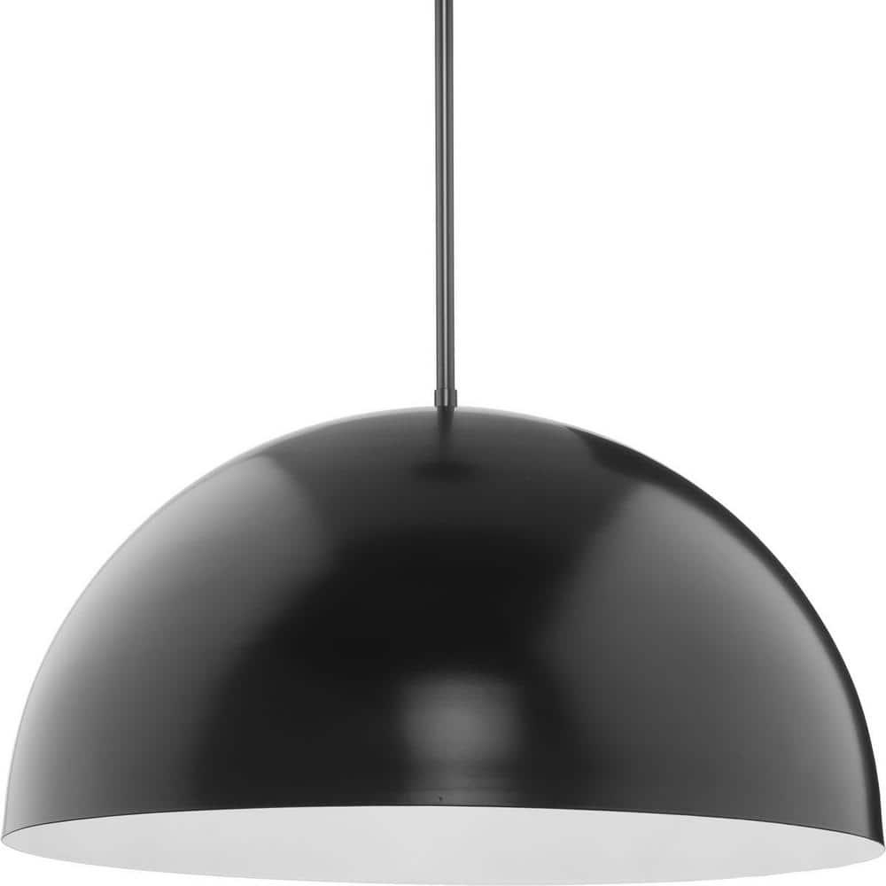 Progress Lighting, Perimeter, 1-Light Pendant, Matte Black, White Interior Shade