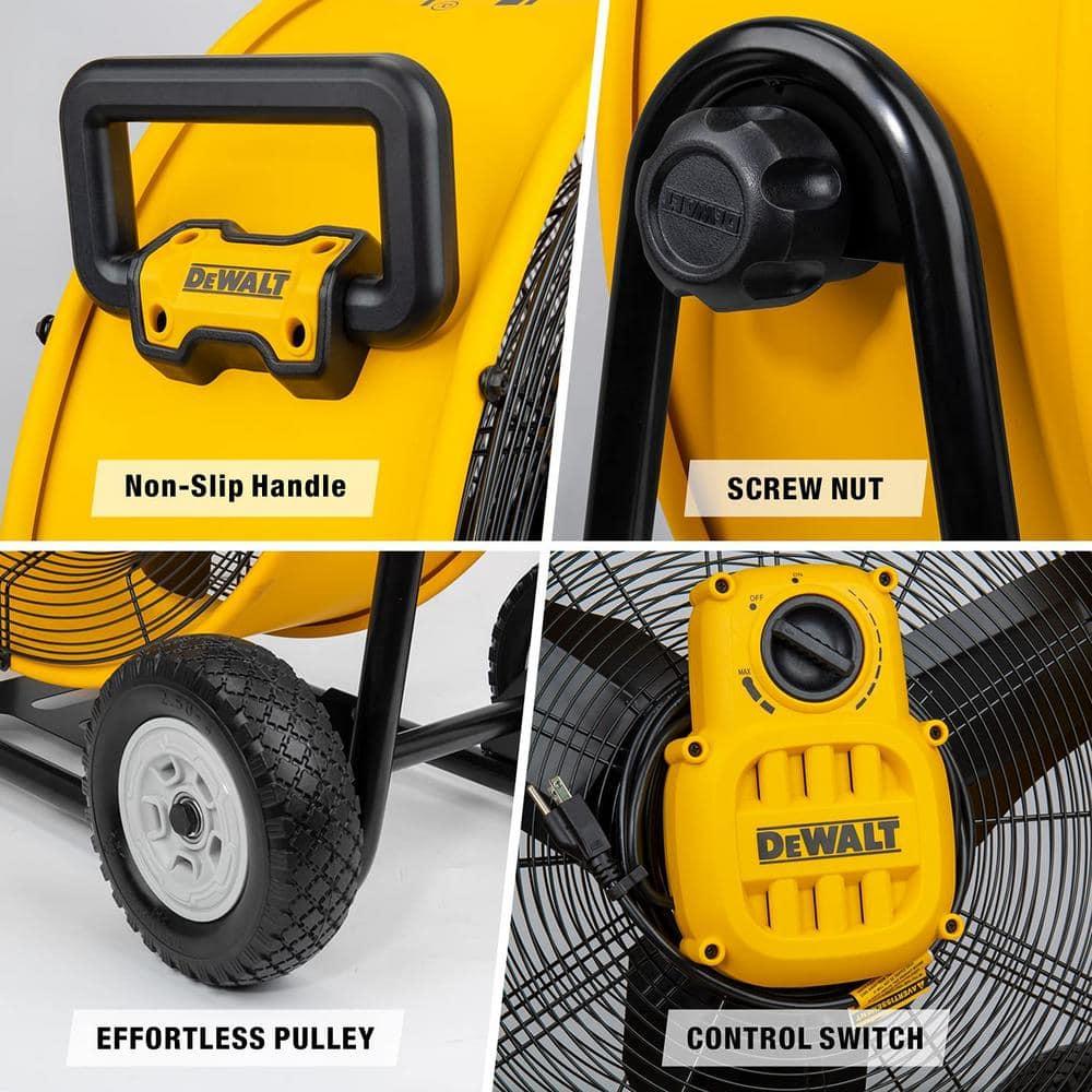 DEWALT DXF-2490 Rolling 24 inch Heavy-Duty Drum Fan, 12 ft Cord 6,500 CFM