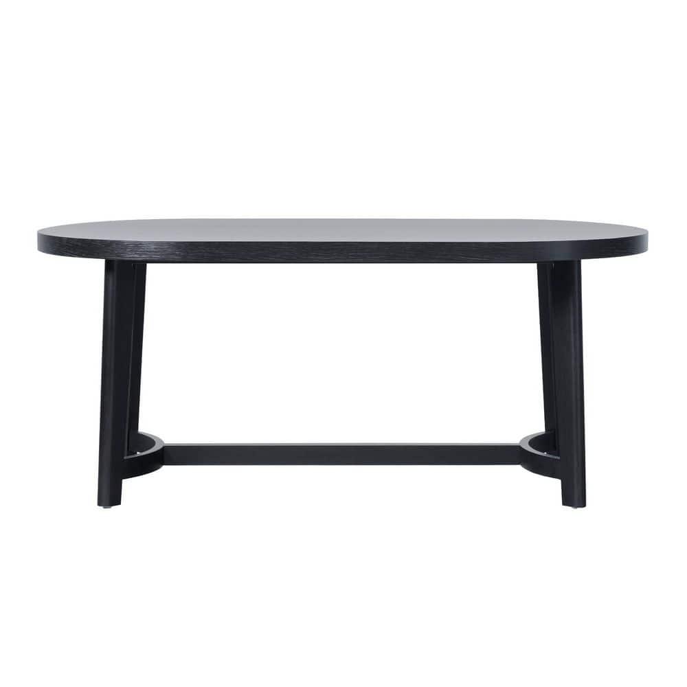 Walker Edison Modern Farmhouse Rustic Solid Oak Wood Oval Dining Table for 6 - Black Oak