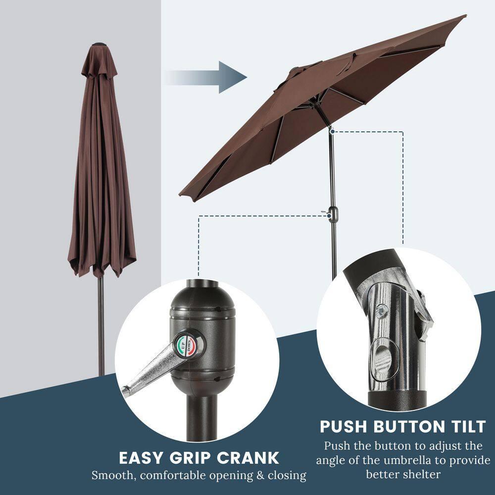 WestinTrends 9 Ft Outdoor Patio Market Table Umbrella with Tilt and Crank, Coffee