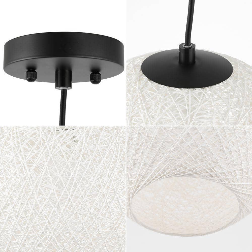 Isla Jade 12" Lacey Bohemian Minimalist Iron/Rope Woven Globe LED Pendant White/Black : 20x20 Inch Polyester, Machine Washable Cloth Napkins