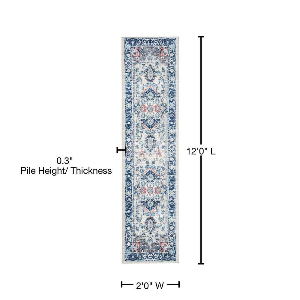 Brentwood BNT811 Power Loomed Runner Rug - Light Grey/Blue - 2'x12' - Safavieh.