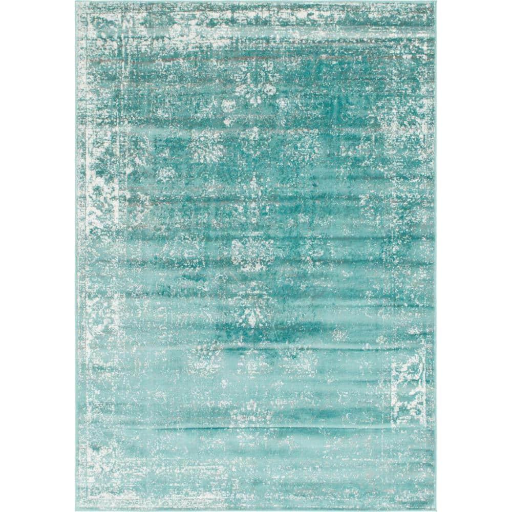 Unique Loom Sofia Collection Area Rug - Casino (7' 1" x 10' Rectangle Turquoise/Ivory)