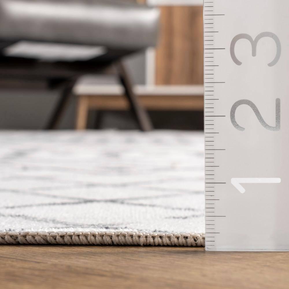 Nuloom Blythe Trellis 6 Square Machine Washable Indoor Area Rug for Living Room Bedroom Dining Room Kitchen, Grey/Off White