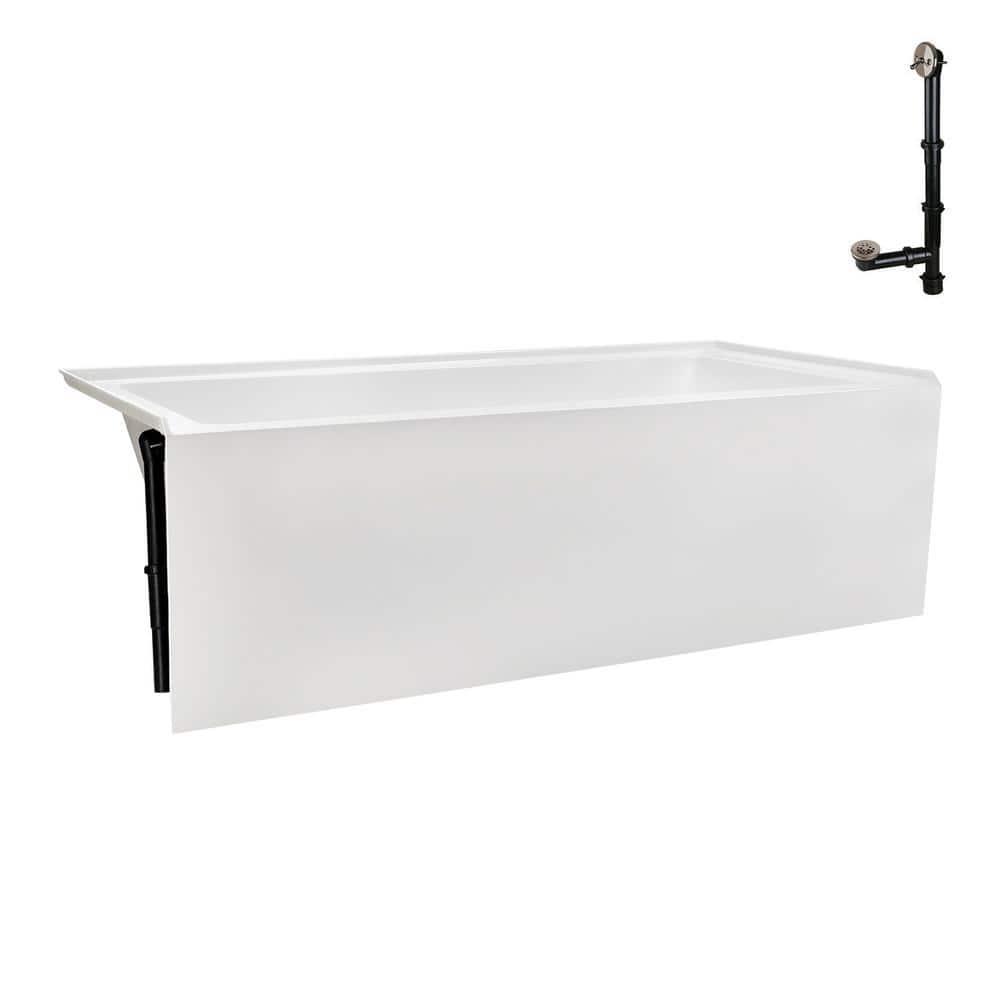 Streamline Bath Streamline 60 in. x 32 in. Acrylic Left-Hand Drain Alcove Bathtub in Glossy White With External Drain NAL-5560-BNK
