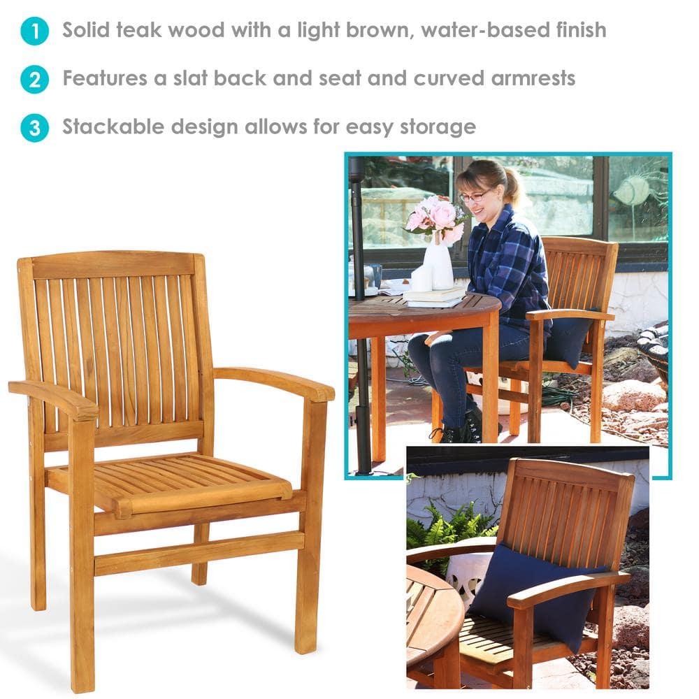 Red Barrel Studio® Vivioville Solid Teak Outdoor Stackable Dining Chair