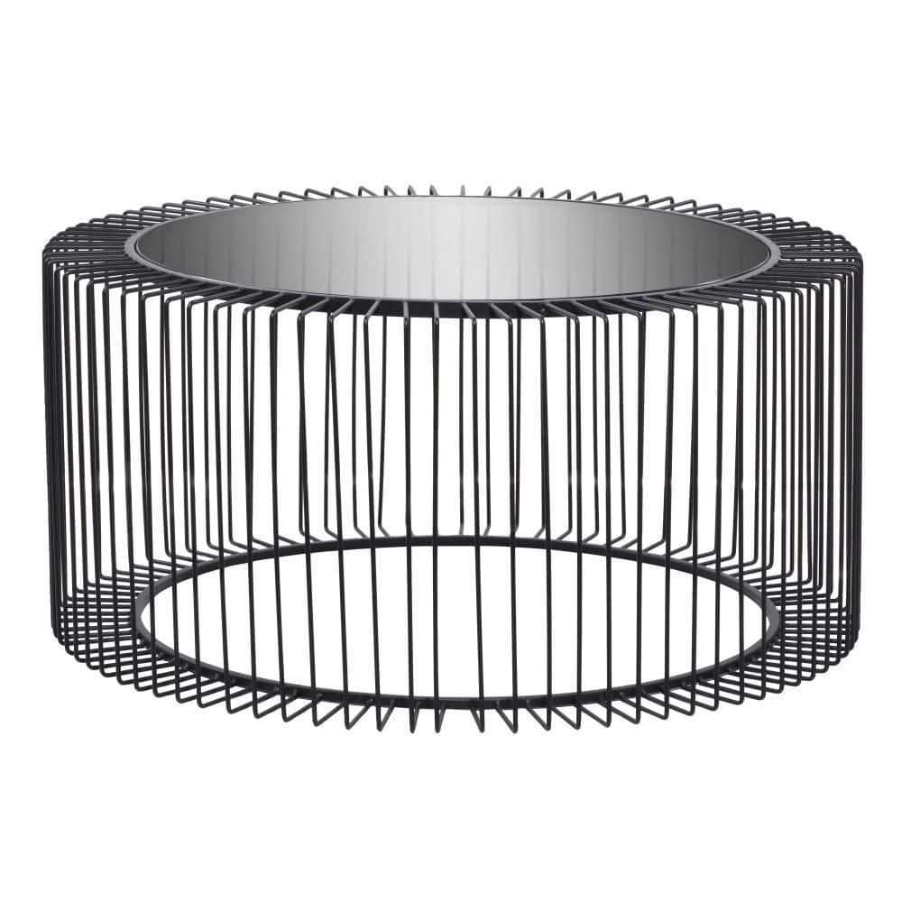Contemporary Metal Coffee Table Black - Olivia & May: Modern Glass Top, No Assembly Required