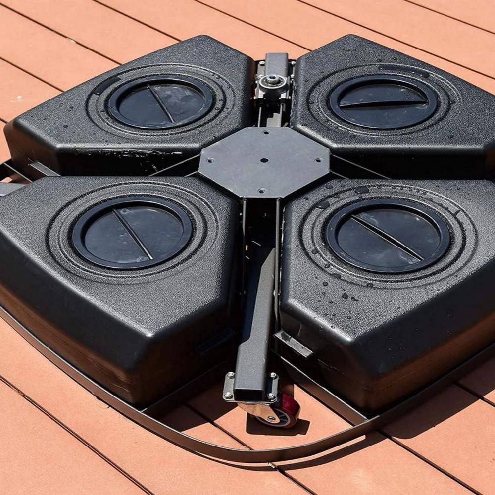 PURPLE LEAF 11FT Deluxe Square Wood Grain Patio Umbrella, Large Offset Cantilever Umbrella with 360° Rotation, Navy Blue