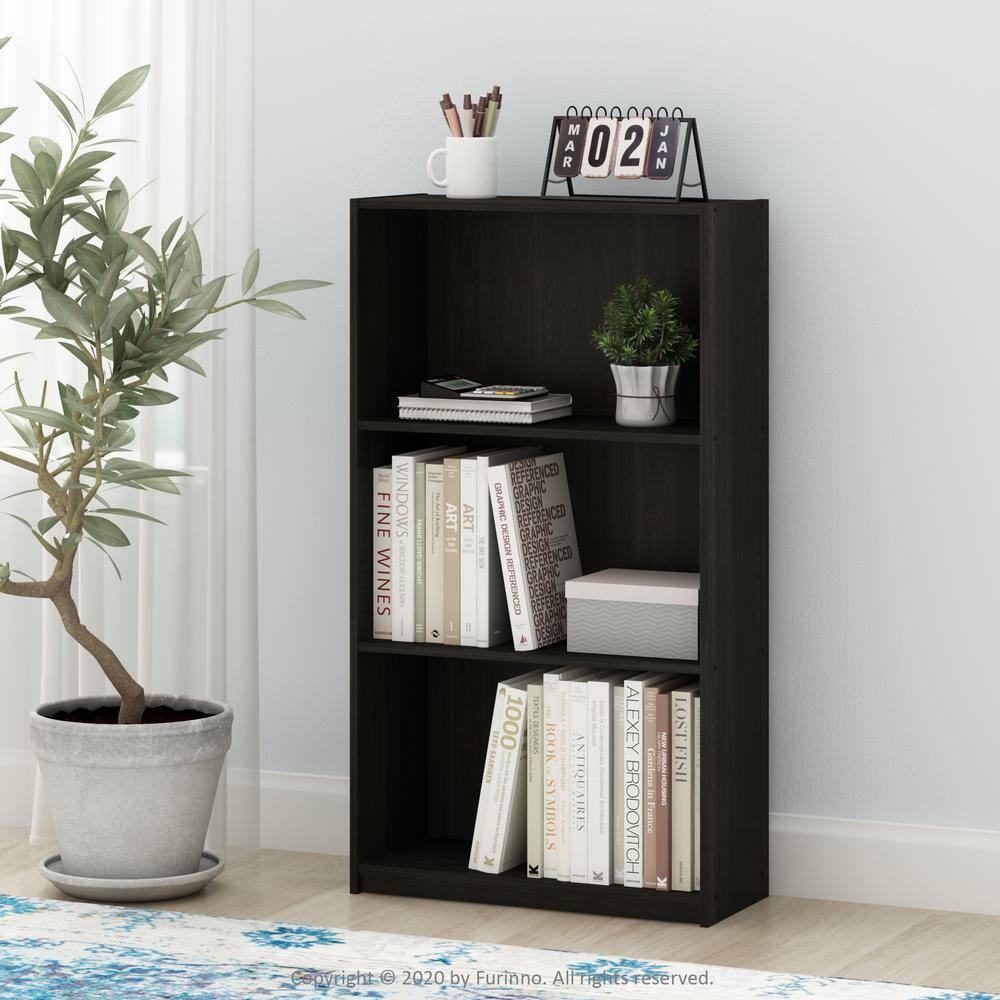 Furinno Easy Assembly 3 Cube Decorative Bookshelf Storage Display Cabinet 3-Tier Multi-functional Open Shelf,Espresso