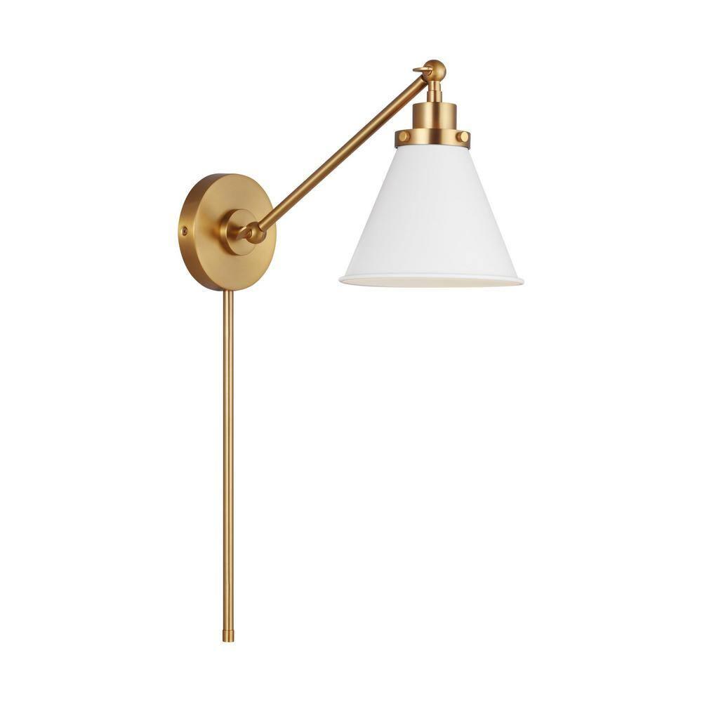 Wellfleet 8.75" Matte White & Burnished Brass Steel Wall Sconce