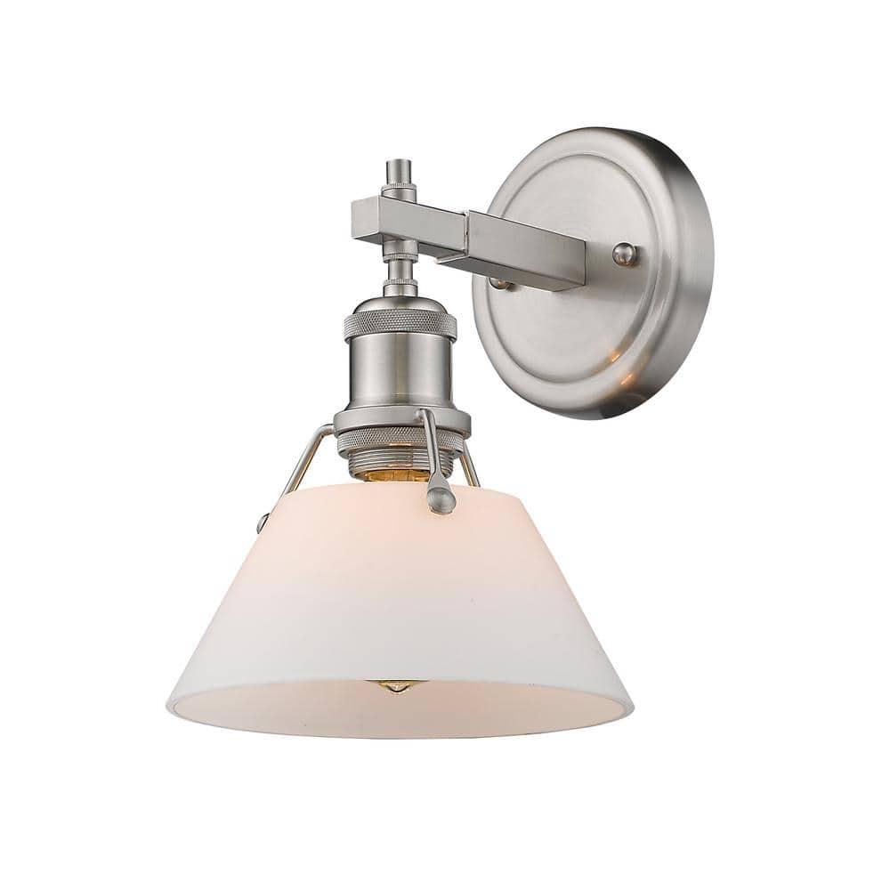 Golden Lighting Orwell 1-Light Wall Sconce in Pewter with Opal Glass