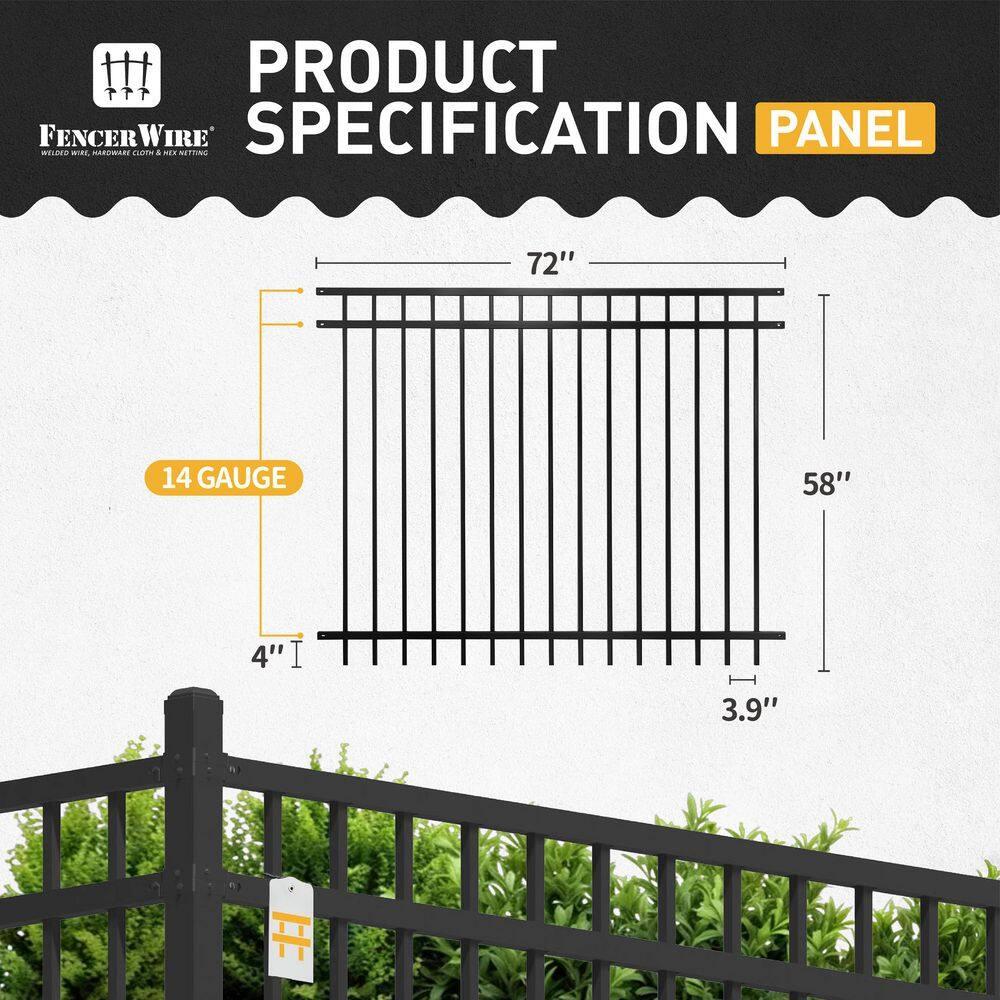 5 ft. x 6 ft. Heavy Duty Flat Top Metal Fence Panel, Anti-Rust Decorative Garden Fence Panel (Pack of 10)