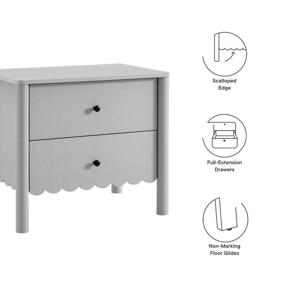 Modway Emmeline Scalloped 2-Drawer Nightstand