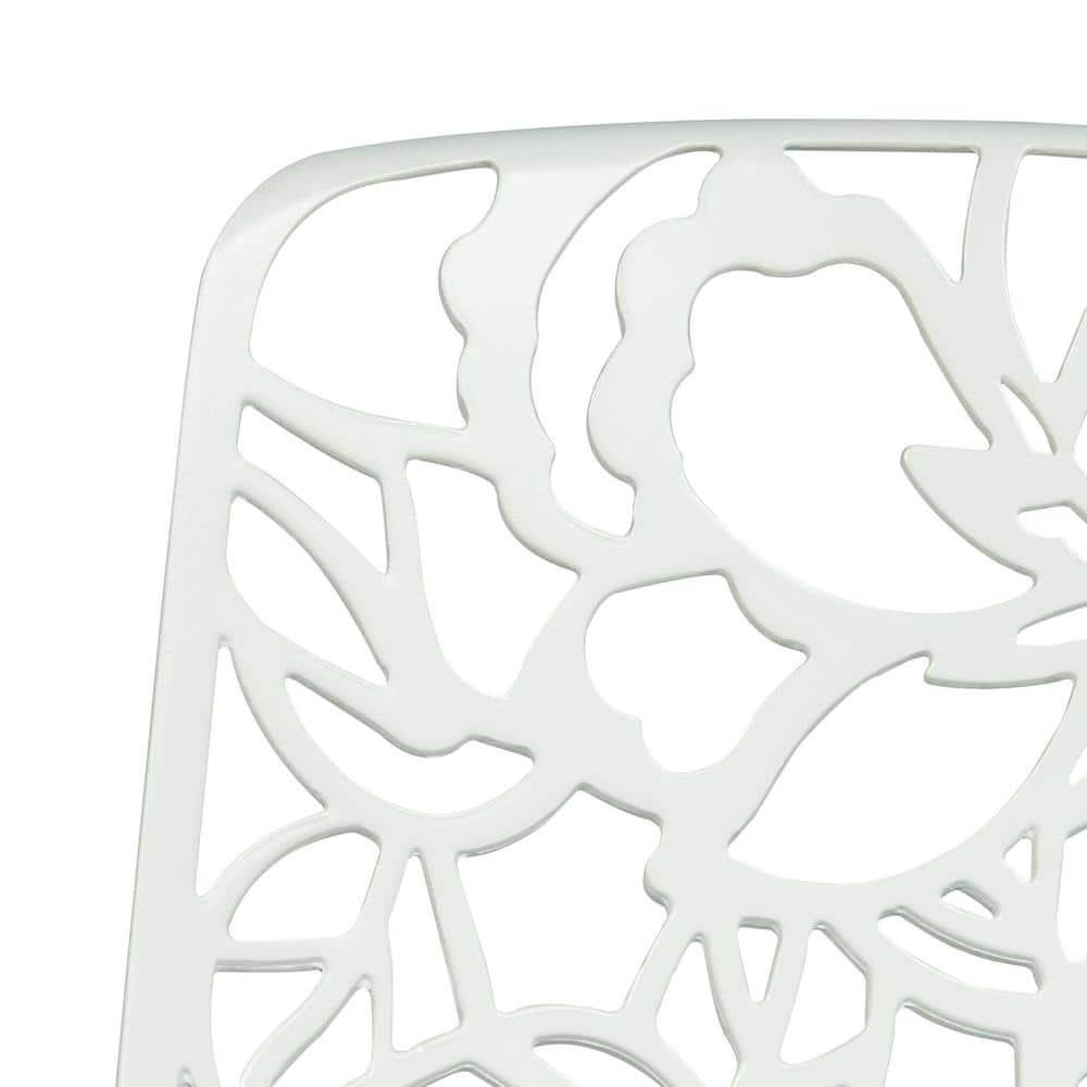 LeisureMod Devon Modern Aluminum Outdoor Stackable Dining Chair Set of 4, White
