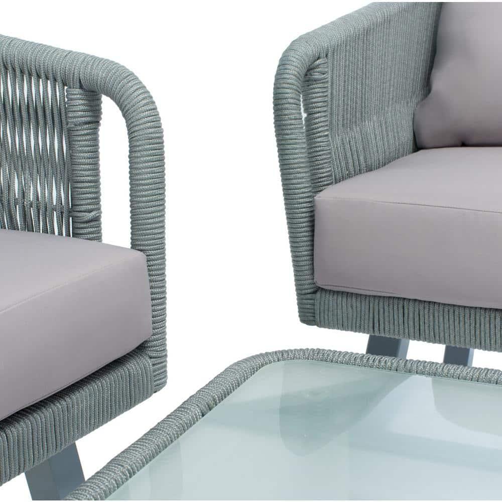 Kerson 4 Piece Rope Living Set - Indoor/Outdoor - PAT7519 - Grey/Grey - Safavieh