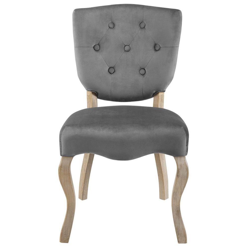 Modway Array Vintage French Performance Velvet Dining Side Chair Gray