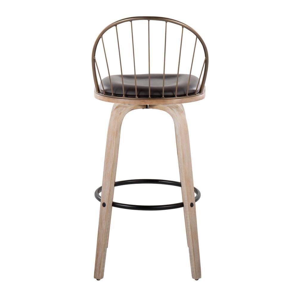LumiSource Brown Riley 30" Fixed-Height Barstool - Set of 2